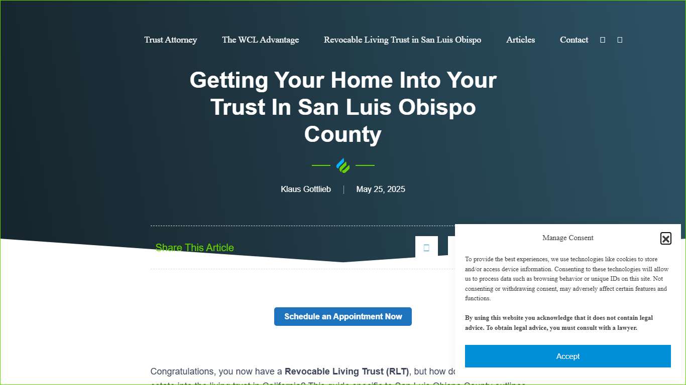 Getting Your Home Into Your Trust in San Luis Obispo County - Estate Planning in San Luis Obispo
