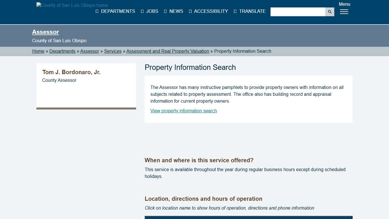 Property Information Search - County of San Luis Obispo