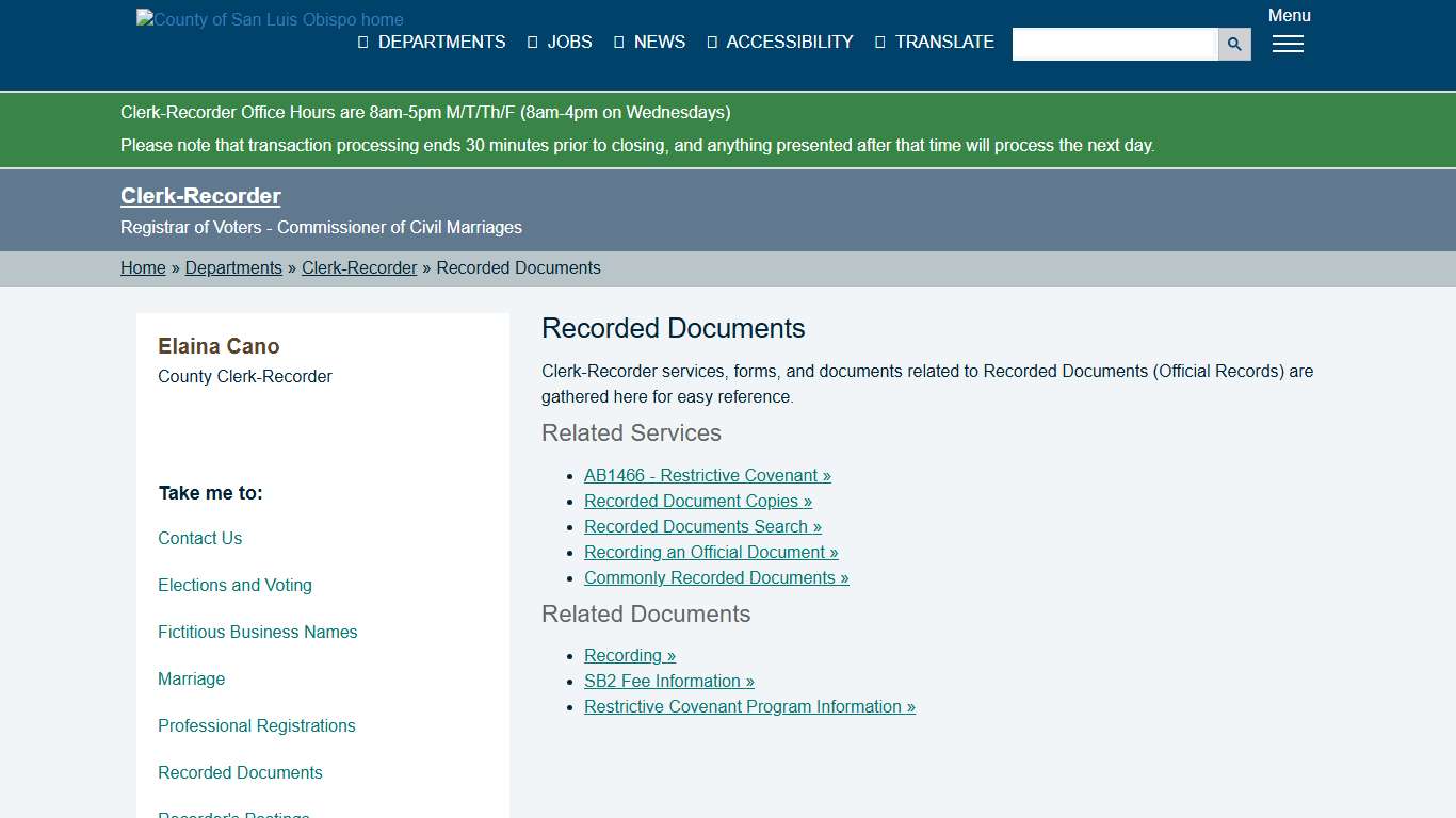 Recorded Documents - County of San Luis Obispo