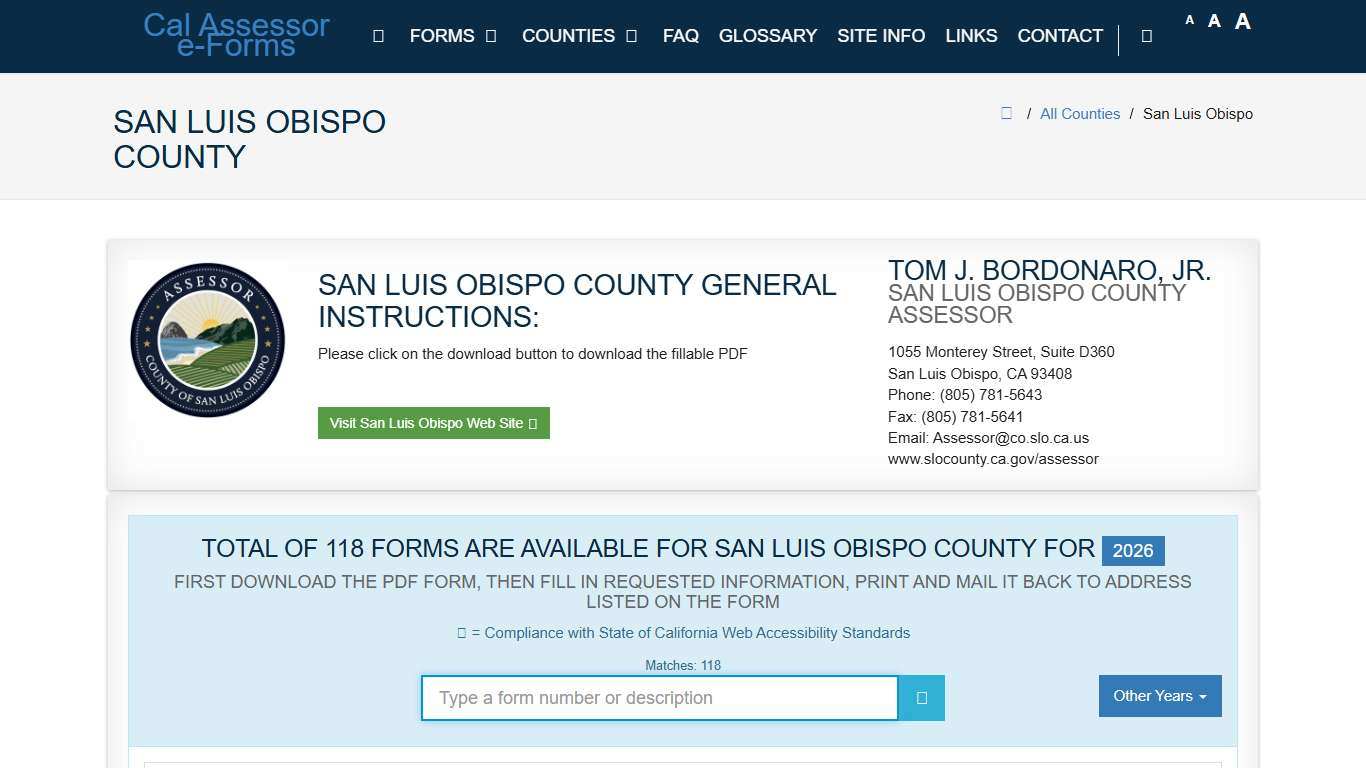 CAA e-Forms Service Center - san luis obispo